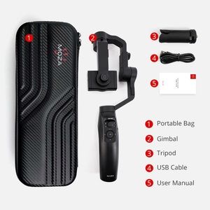 MOZA Mini-MI 3-Axis gimbal stabilizer for smartphones.  Black.  Pre-owned.